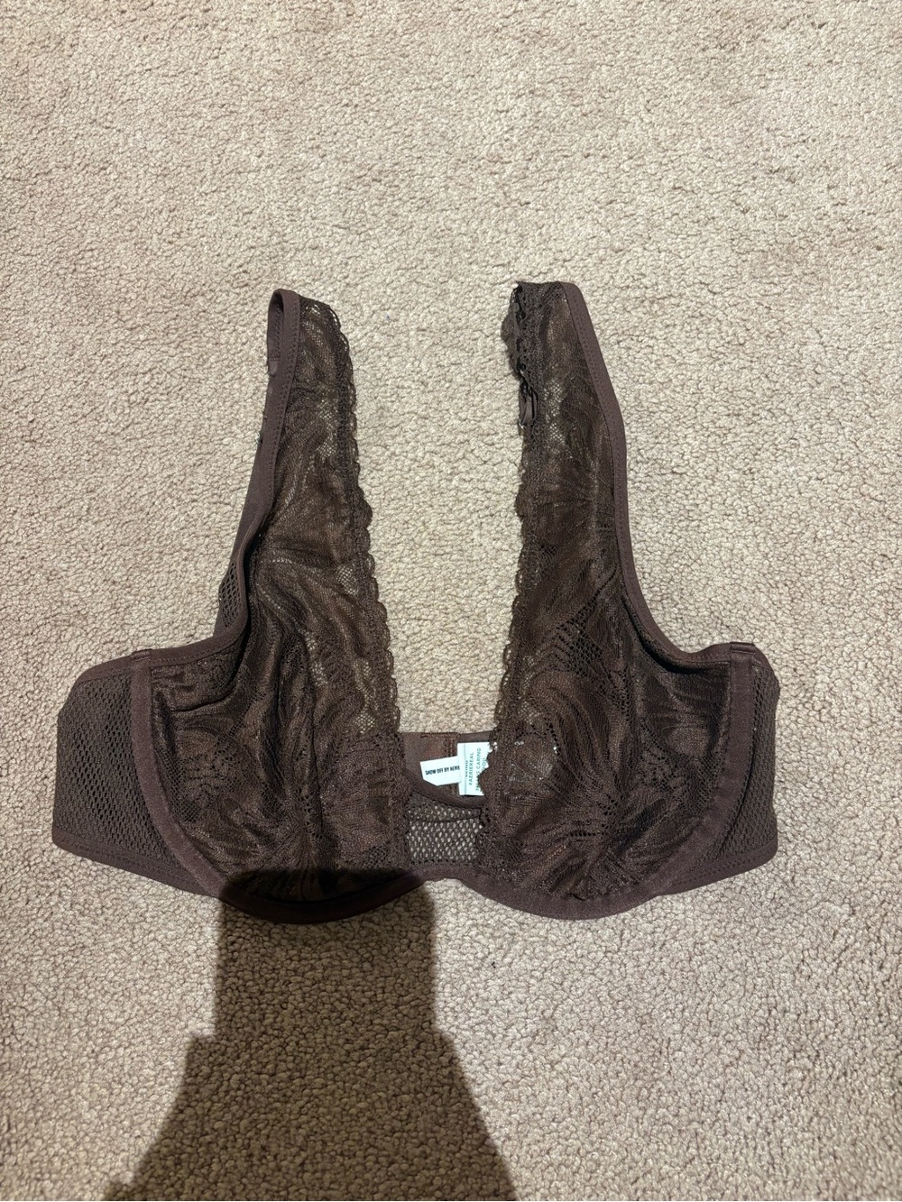 aerie Brown Lace Plunge unlined Bralette size 32D